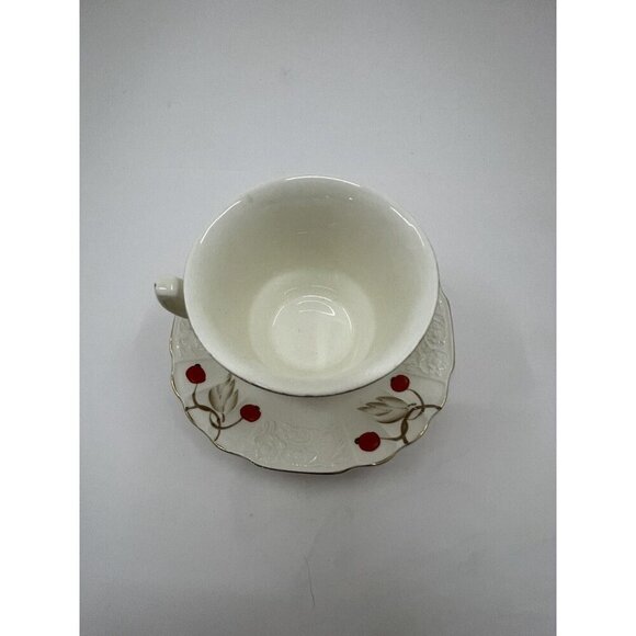 Myott Cherry Ripe Bone China Teacup & Saucer England Rose Floral Classic - Picture 2 of 7
